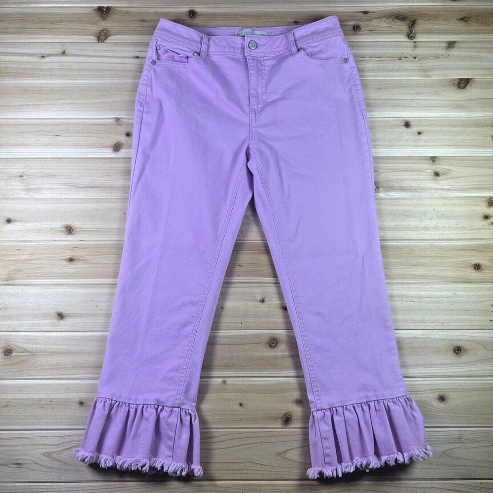 High-Rise Lavender Ruffle Hem Jeans - Women